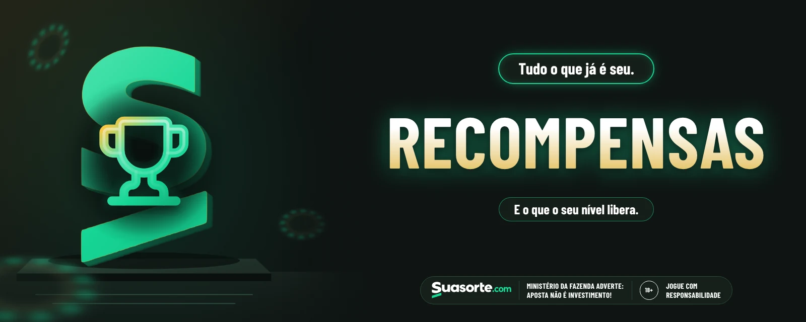 Recompensas — Suasorte. Recompensas: tudo o que já é seu, num lugar só, e o que o seu nível libera.